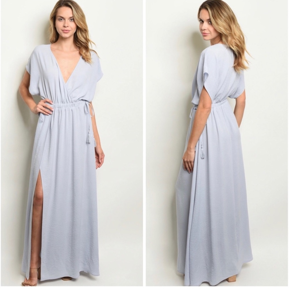 Light blue kimono style maxi dress - Picture 1 of 3